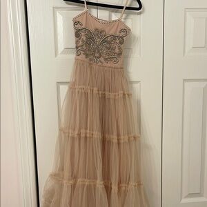 Ooh La La Couture  Beige Kids Dress with Embellishments